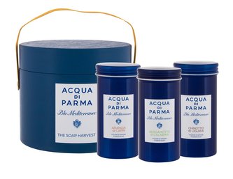 Acqua di Parma Blu Mediterraneo pudrové mýdlo Blu Mediterraneo Arancia di Capri 70 g + pudrové mýdlo Blu Mediterraneo Bergamotto di Calabria 70 g + pudrové mýdlo Blu Mediterraneo Chinotto di Liguria 70 g