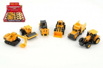 Auto stavební mini kov/plast 8cm volný chod; 6 druhů - 1 kus