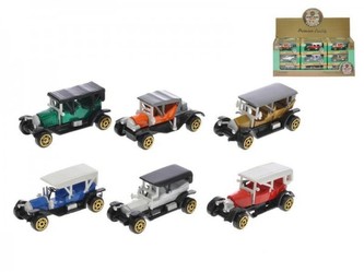 Historické auto kov 6cm volný chod 6 druhů v krabičce 36ks v DBX - 1 kus