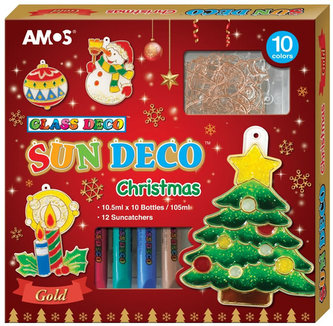 Farby do szkła-Zestaw świąteczny 10 kolorów 10,5 ml + 12 szkiełek