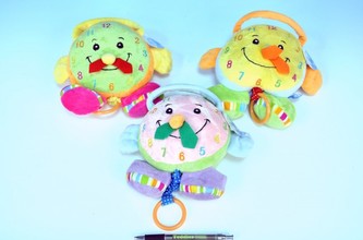 Hodiny hrající strojek plyš 18cm asst 4 barvy v sáčku od 0 měsíců