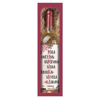 Bohemia Gifts Dárkové bílé víno 0,75 l pro maminku - Chardonnay
