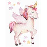 Bohemia Gifts Samolepka na zeď pro děti A2 - jednorožec a hvězdy