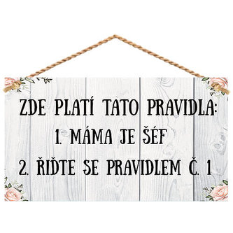 Bohemia Gifts Dekorační obrázek na zavěšení -  pravidla