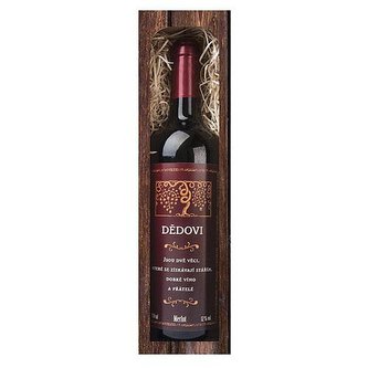 Bohemia Gifts Dárkové červené víno 0,75 l pro dědečka - Merlot