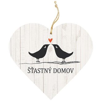 Bohemia Gifts Dekorační dřevěné srdce 13 cm – šťastný domov