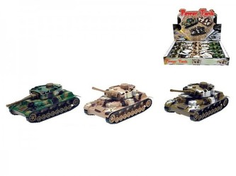 Tank kov 12cm s otáčecí hlavní na zpětné natažení asst 3 druhy