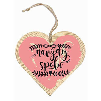 Bohemia Gifts Dřevěné srdce pro zamilované 12 cm - navždy spolu