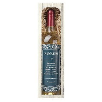 Bohemia Gifts Dárkové bílé víno 0,75 l k svátku - Chardonnay