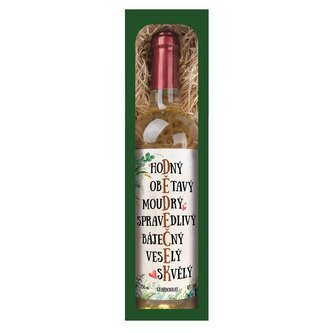Bohemia Gifts Dárkové bílé víno 0,75 l pro dědečka - Chardonnay