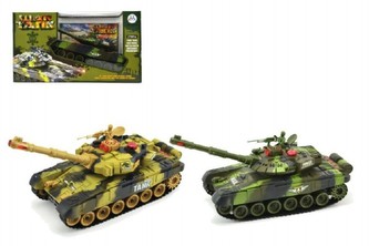 Tank RC plast 25cm s dobíjecím packem+adaptér asst 2 druhy v krabici