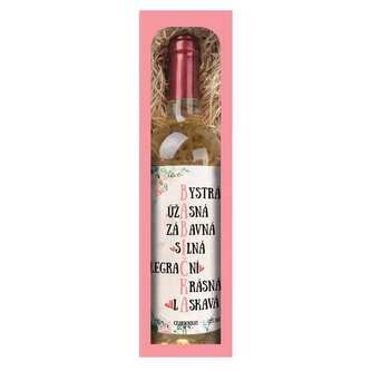 Bohemia Gifts Dárkové bílé víno 0,75 l pro babičku - Chardonnay