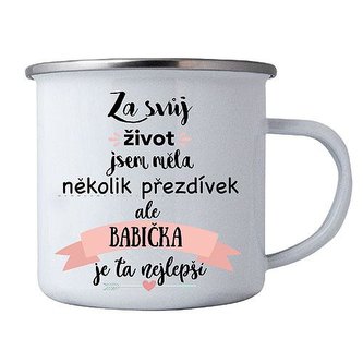 Bohemia Gifts Plechový smaltový hrnek 350 ml pro babičku