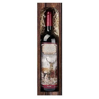 Bohemia Gifts Dárkové červené víno 0,75 l pro myslivce - lovu zdar