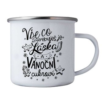 Bohemia Gifts Plechový smaltový hrnek 350 ml - Láska a Vánoce