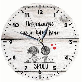 Bohemia Gifts Dřevěné hodiny 24 cm pro zamilované