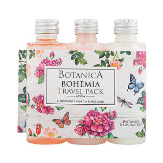Bohemia Gifts Botanica cestovní balení – gel 75ml, šampon 75ml, mléko 75ml - růže