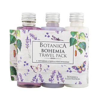 Bohemia Gifts Botanica cestovní balení – gel 75ml, šampon 75ml, mléko 75ml - levandule