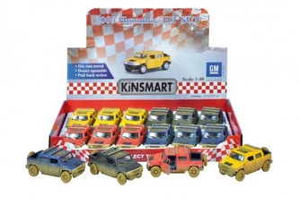 Auto Kinsmart Hummer H2 1:40 kov 12cm na zpětné natažení asst 4barvy 12ks v DBX