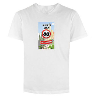 Bohemia Gifts Tričko s potiskem k 80. narozeninám - fůra starostí - XXL - klasický střih, bílá