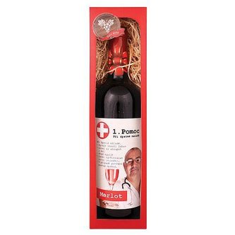 Bohemia Gifts Dárkové červené víno 0,75 l Merlot - První pomoc