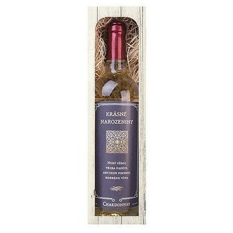 Bohemia Gifts Dárkové bílé víno 0,75 l k narozeninám Chardonnay