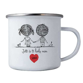 Bohemia Gifts Plechový smaltový hrnek 350 ml z lásky - ještě, že tě mám