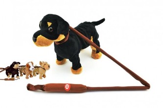 Pes na tyčce na baterie se zvukem plyš 25 cm chodící, 3 druhy (1ks) od 24 měsíců