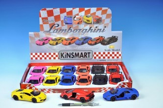 Auto Kinsmart Lamborghini kov 13cm matný lak na zpětné natažení asst 3 druhy 6 barev