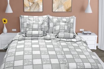 Povlečení krepové SET - světle šedý patchwork - SET