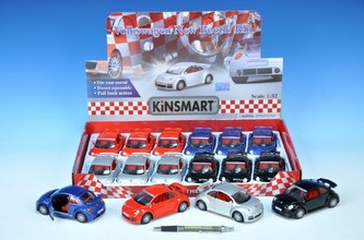 Auto Kinsmart VW New Beetle RSi kov 13cm na zpětné natažení asst 4 barvy