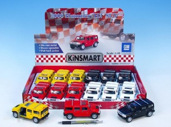 Auto Kinsmart Hummer H2 kov 12cm na zpětné natažení asst 4 barvy