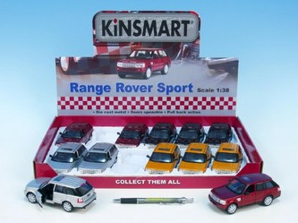 Auto Kinsmart Range Rover Sport kov 13cm na zpětné natažení asst 4 barvy