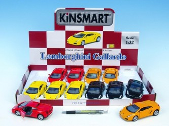 Auto Kinsmart Lamborghini Gallardo kov 12cm na zpětné natažení asst 4 barvy