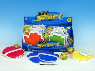 Hra Catch ball plast ve tvaru ruky 17x19cm,t 5 barev, v síťce - 1 kus