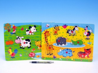 Vkládačka zvířátka dřevo 30x22cm asst 2 druhy
