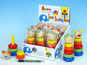 Pyramida zvířátko dřevo 12,5cm 3 druhy v sáčku - 1 kus