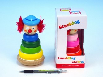 Rolly polly klaun dřevo skládací asst 2 barvy v krabičce od 18 měsíců