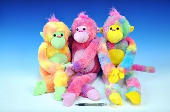 Opice plyš 60cm se suchým zipem asst 3 barvy od 12 měsíců