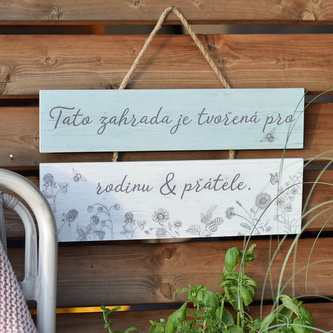 HOUSEDECOR Zahradní cedule s vintage květy- Rodina a přátelé