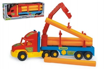 Auto Super Truck stavební s rourami Wader 76cm 2 barvy v krabici - 1 kus