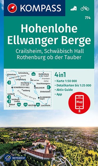 KOMPASS Wanderkarte Hohenlohe, Ellwanger Berge, Crailsheim, Schwäbisch Hall, Rothenburg ob der Tauber  1:50 000
