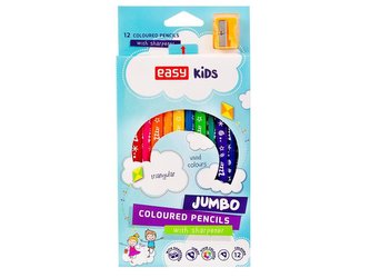 Pastelky EASY JUMBO trojhranné nelámavé 12ks s ořezávátkem