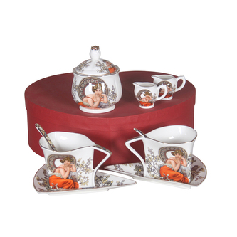 Porcelánová sada na čaj a kávu - Mucha