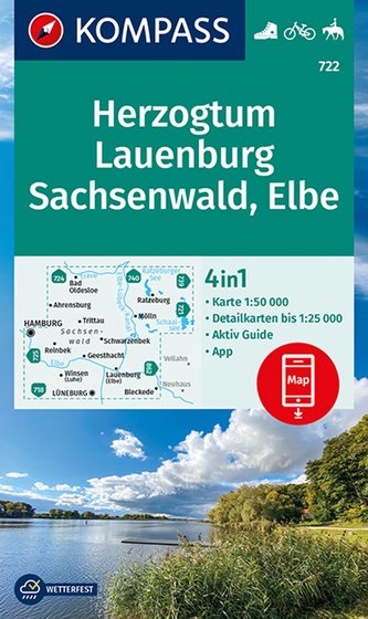 KOMPASS Wanderkarte Herzogtum Lauenburg, Sachsenwald, Elbe 1:50 000