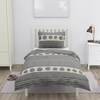 Bavlněné povlečení na jednolůžko, šedá