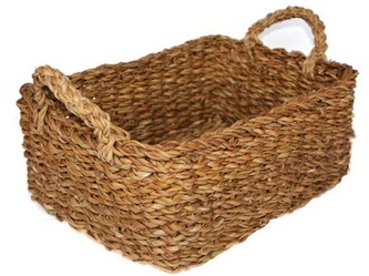 košík hranatý s úchyty velký 36x27x15cm mořská tráva