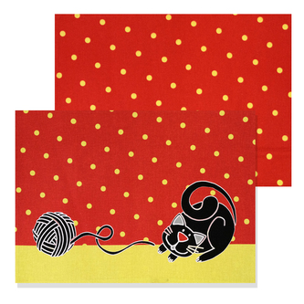 Prostírání s kočkou, červená