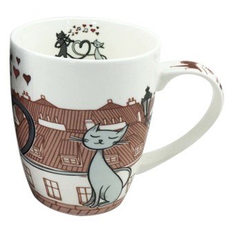 Home Elements porcelánová hrnek Kočky ve městě 340 ml