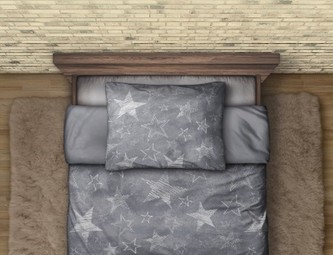 Šedé povlečení mikroflanel - hvězdy